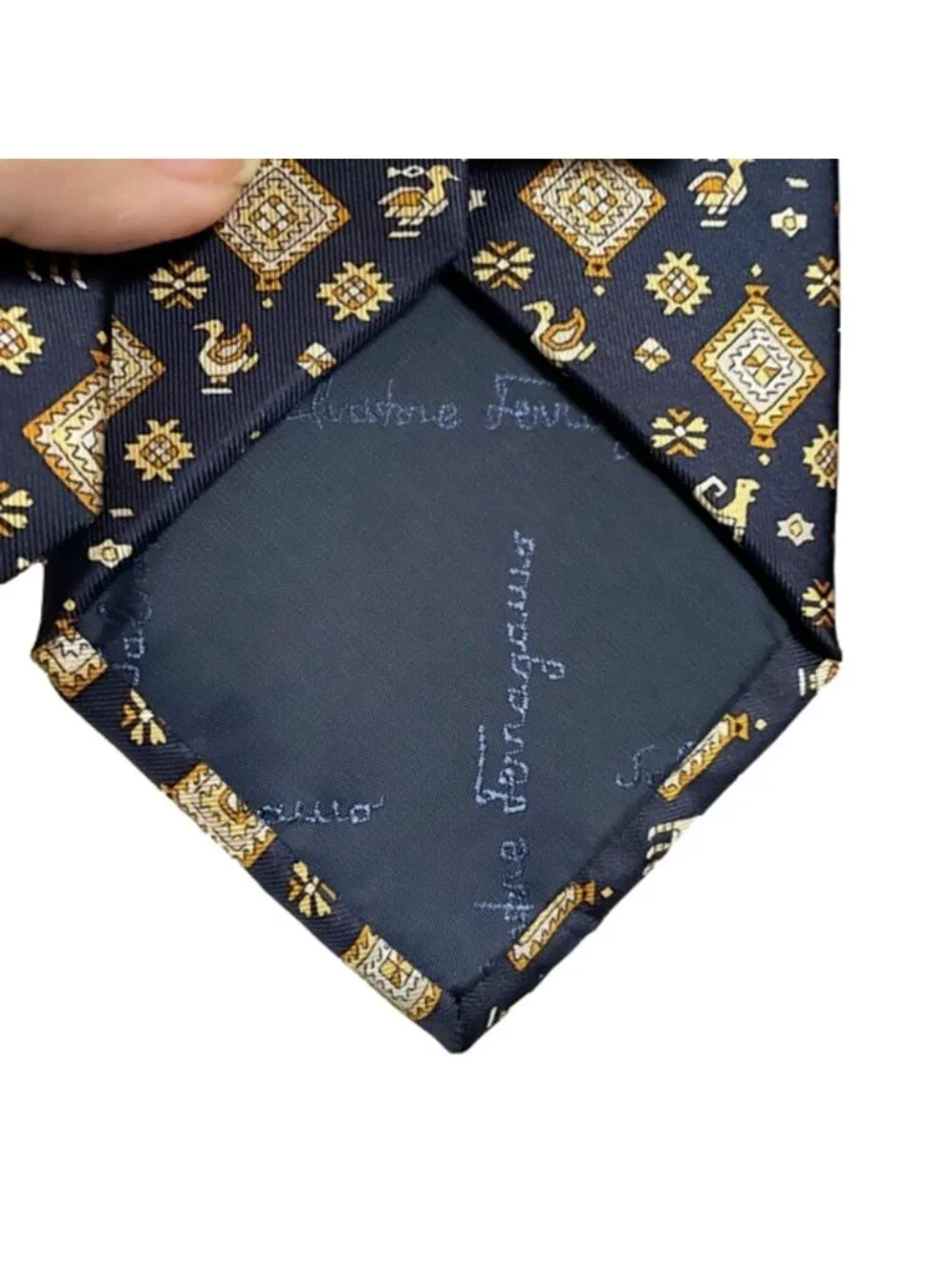 Salvatore Ferragamo Blue / Gold Animal Paisley Silk Tie - NWTs, Italy 🇮🇹
